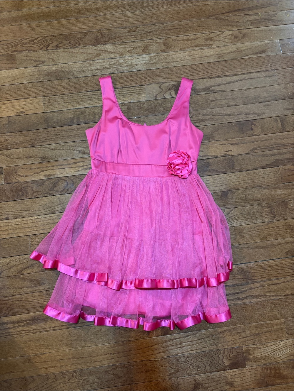 Pink Tulle Party Dress with Rosette